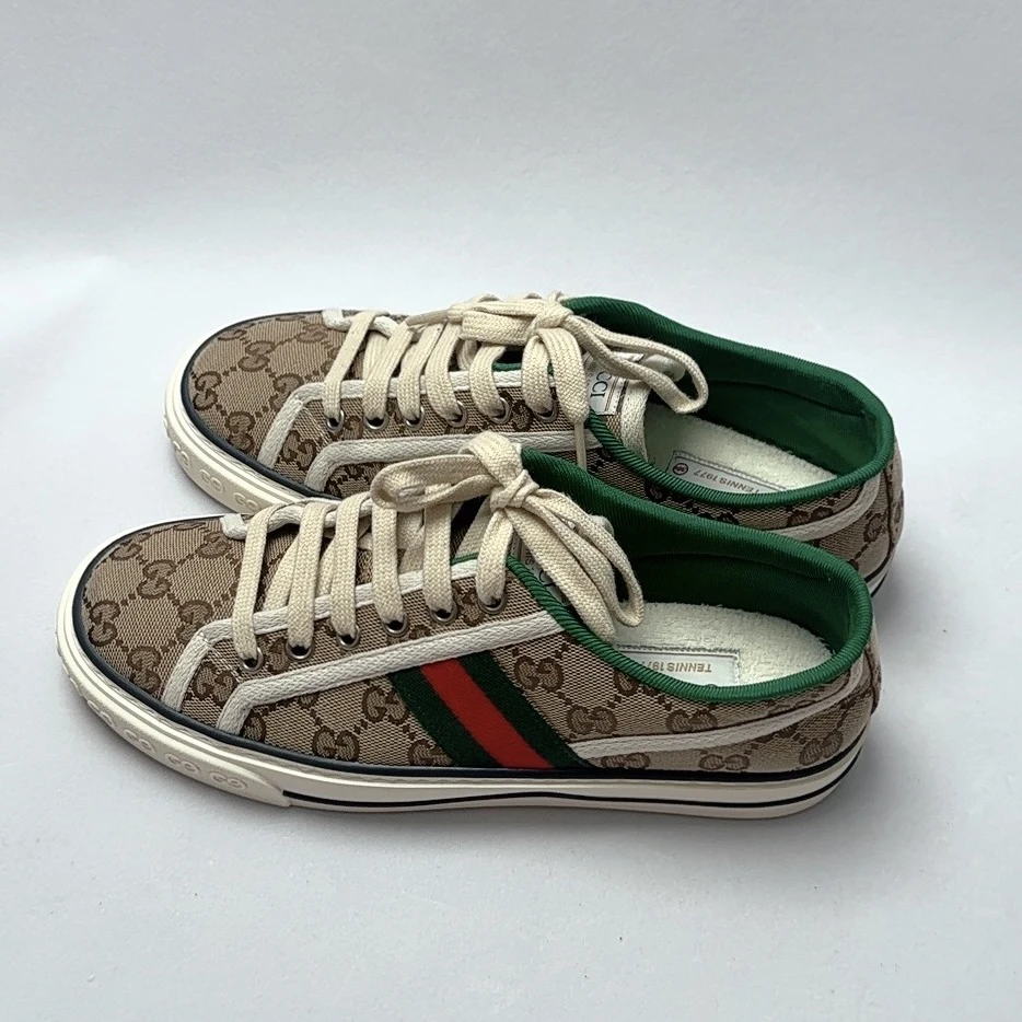 GUCCI/古驰99新古驰乌木配色帆布鞋时尚百搭款休38.5