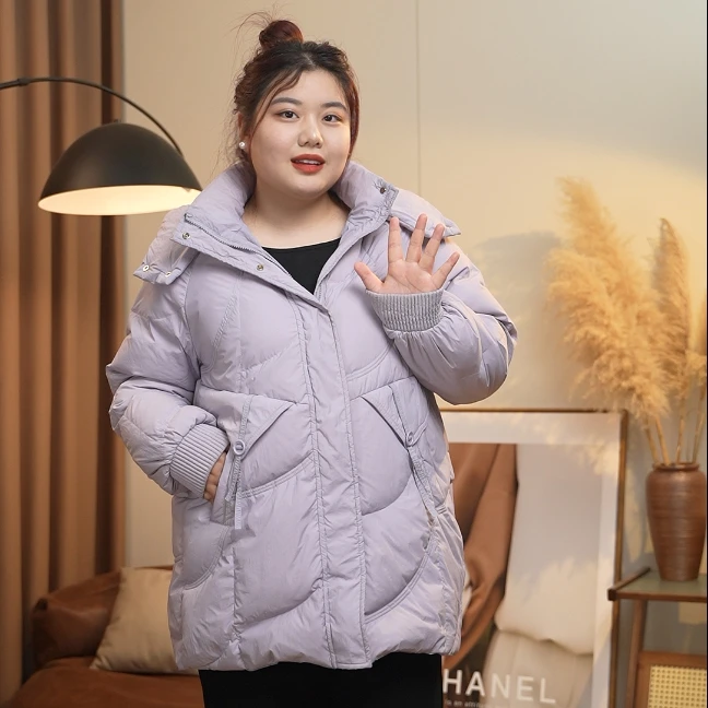 300斤特大码连帽羽绒服女冬季200胖mm加肥宽松显瘦保暖厚外套