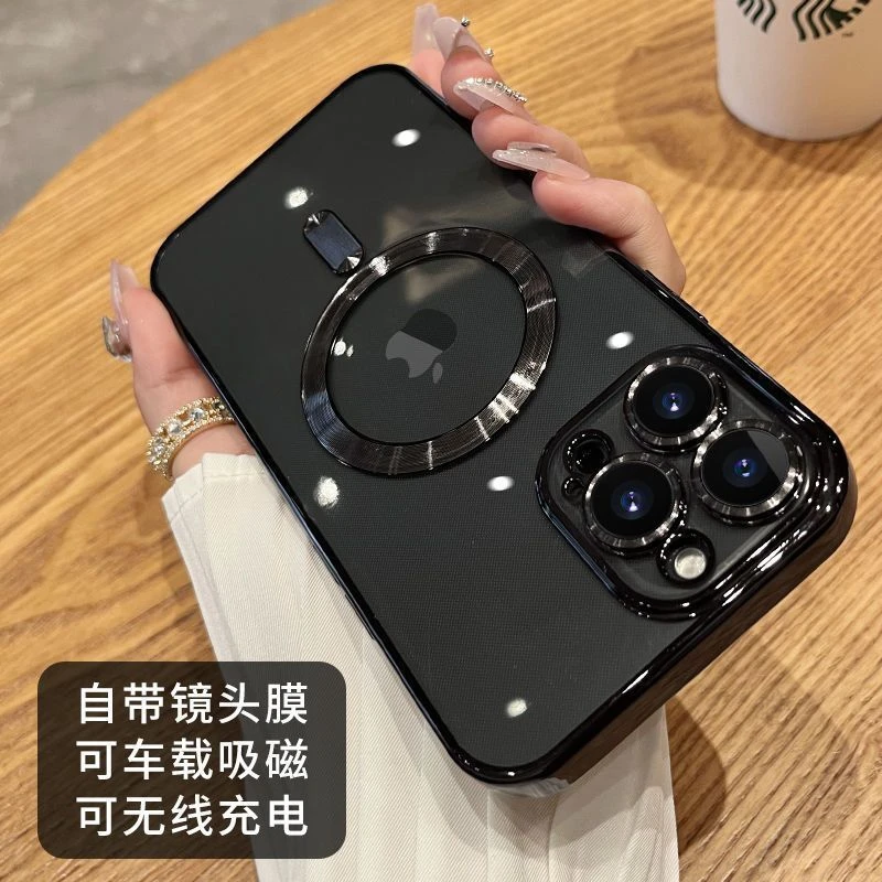 磁吸电镀镜头膜苹果14promax全包iPhone13手机壳11promax防摔15