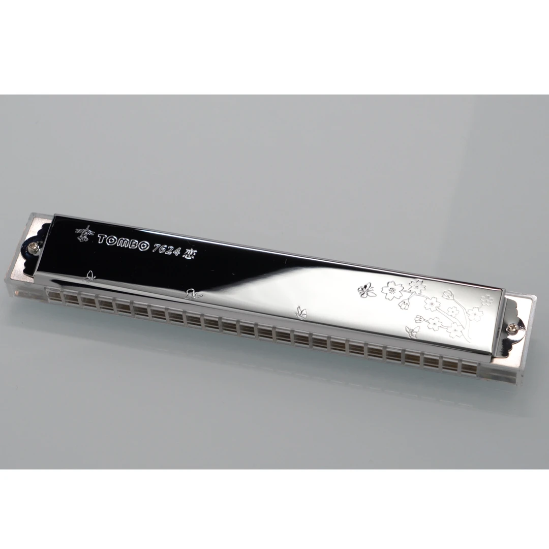 TOMBO/通宝活动备用 24孔7624复音口琴电镀透明琴格高级波动音