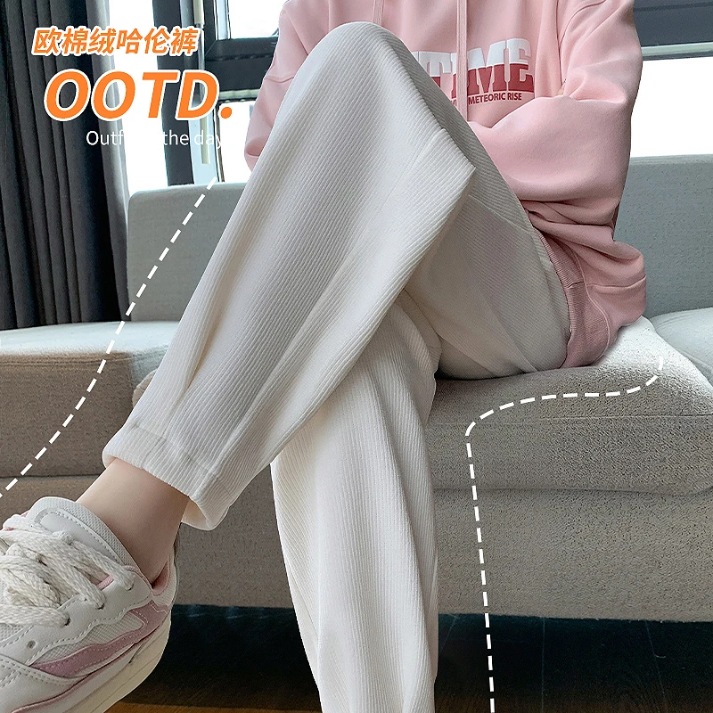 灰色运动裤女秋冬季新款高腰显瘦网红爆款裤宽松哈伦裤休闲奶奶裤