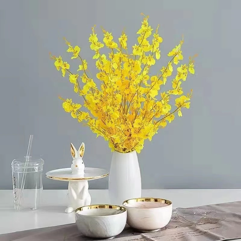 跳舞兰仿真花欧式客厅插花干花餐桌摆花玄关假花花艺家居软装饰品