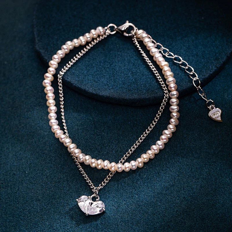 南珠宫七夕礼物925银淡水珍珠手链叠戴小米珠精致可爱风