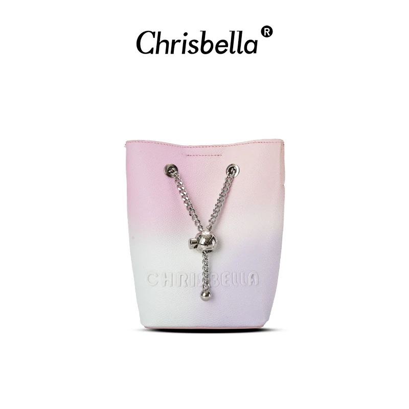 CHRISBELLA多功能多色渐变链条水桶包
