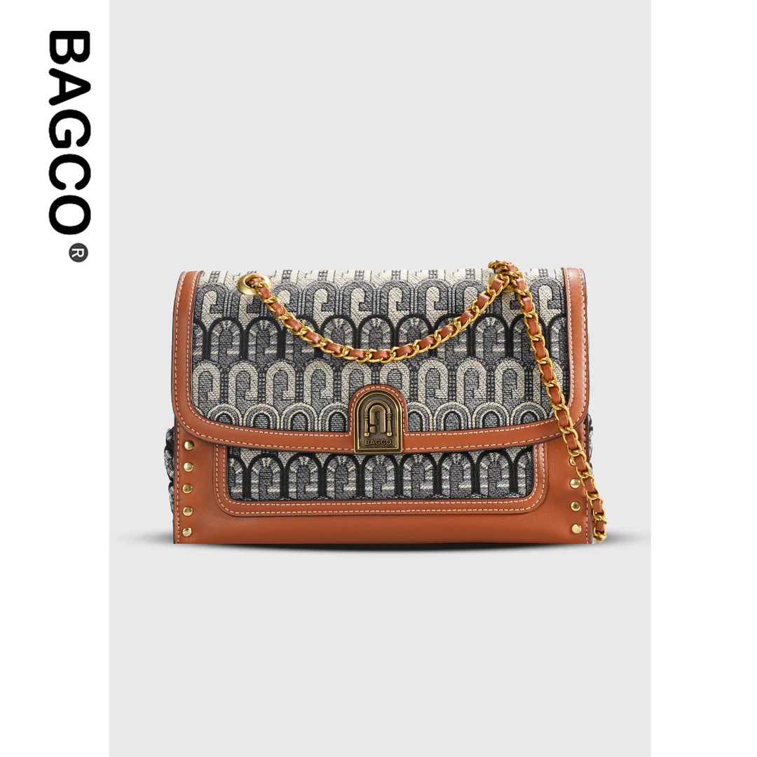 BAGCO 品牌G字甄选提花面料斜挎单肩包