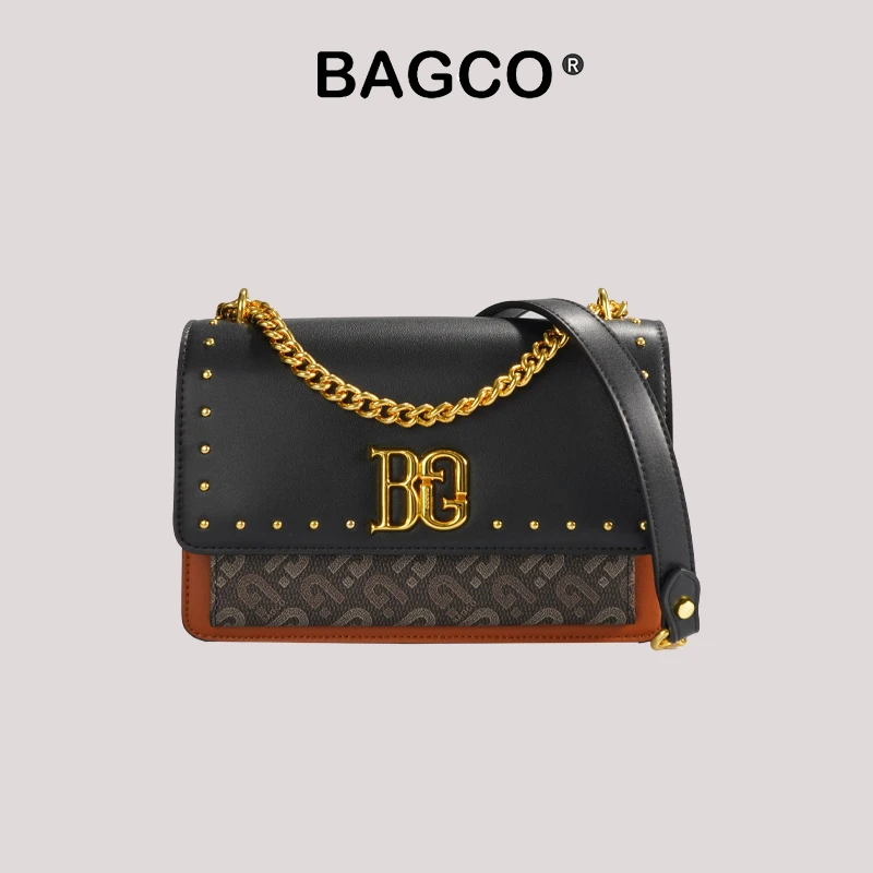 BAGCO铆钉装饰链条斜挎小方包