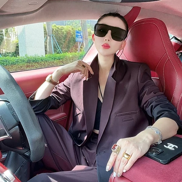 【宝姐家/西装上衣】早秋新款渐变色设计师款女西装上衣24264