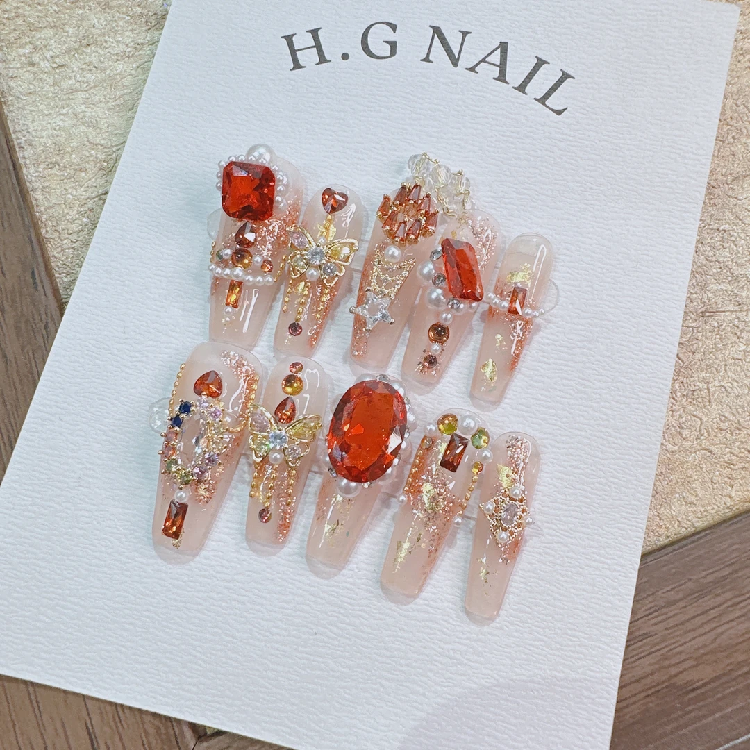 【橘子软糖】纯手工满锆穿戴甲奢华重工气质