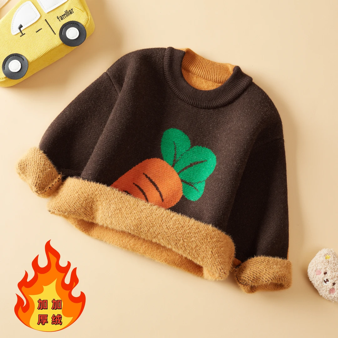 儿童毛衣2024新款加绒加厚小童针织衫秋冬保暖男童女童洋气时髦