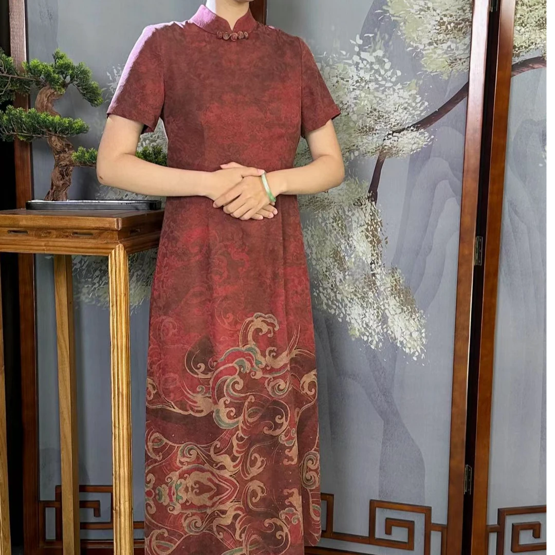 祥安姿服饰M【雅颂】香云纱连衣裙气质复古新中式C430135