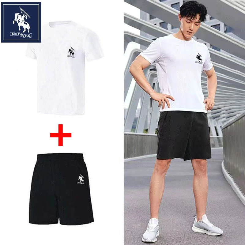 8119 夏季冰丝速干衣短裤短袖运动服套装夏男士跑步速干运动套装