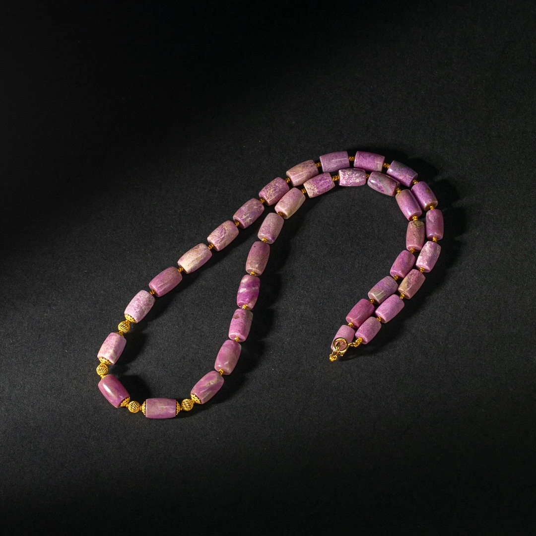 世间臻宝-18K金高阶樱花粉舒俱来桶珠项链/多样性发/P4355/孤/