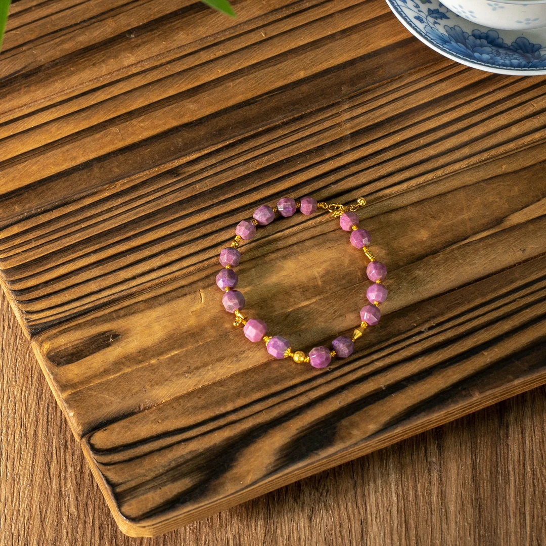 林溪|18K金樱花粉舒俱来切面手链/多样性发/P4745/0