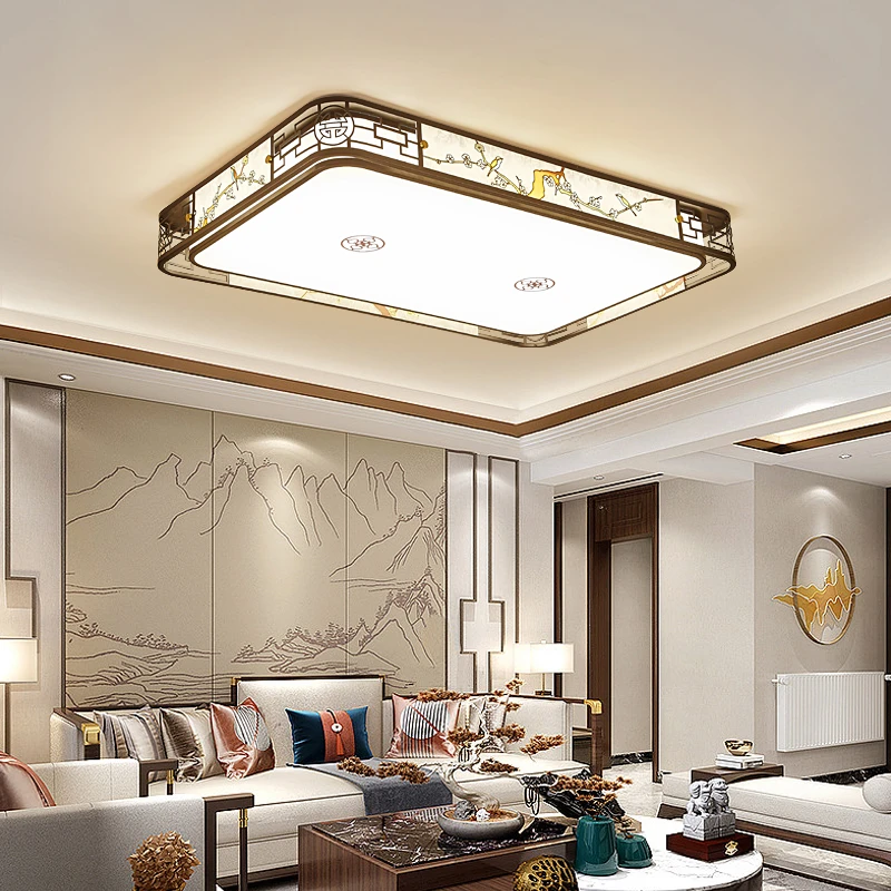 新中式吸顶灯铁艺客厅卧室灯长方形仿古中国风书房茶室餐led灯具