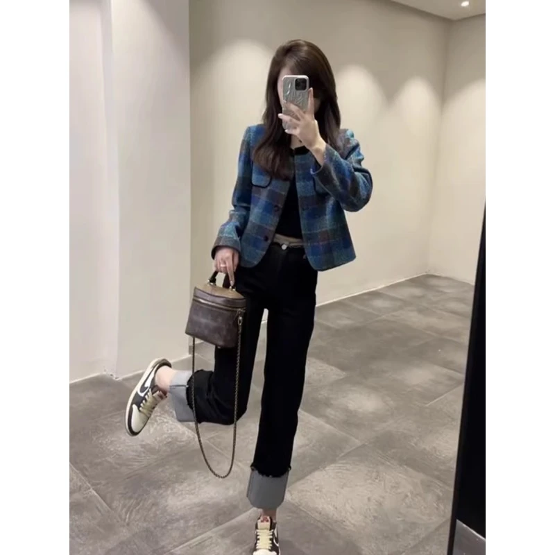 秋季2025新款小个子炸街减龄时尚高级感盐系轻熟韩系小香风套装裤