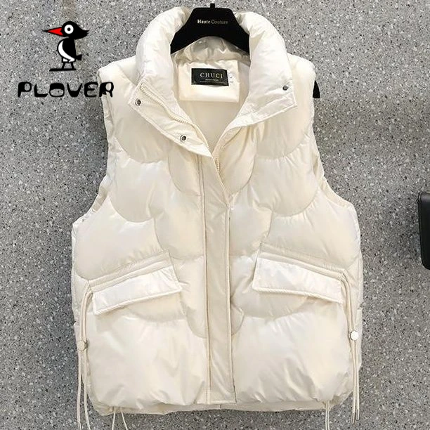 琢木鸟断码羽绒马甲女亮面免洗短款宽松立领冬季外穿保暖坎肩外套