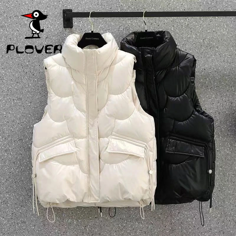 琢木鸟断码羽绒马甲女亮面免洗短款宽松立领冬季外穿保暖坎肩外套