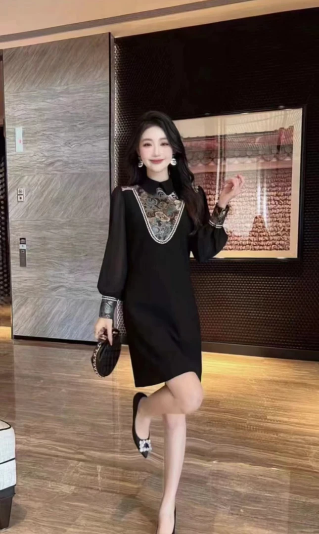 5522- 新款时尚轻奢气质御姐风显瘦高级感中长款女装连衣裙