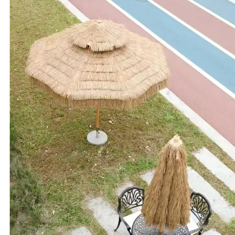 柚乐场 茅草伞中柱伞商用户外庭院伞沙滩酒店太阳伞仿真稻草伞