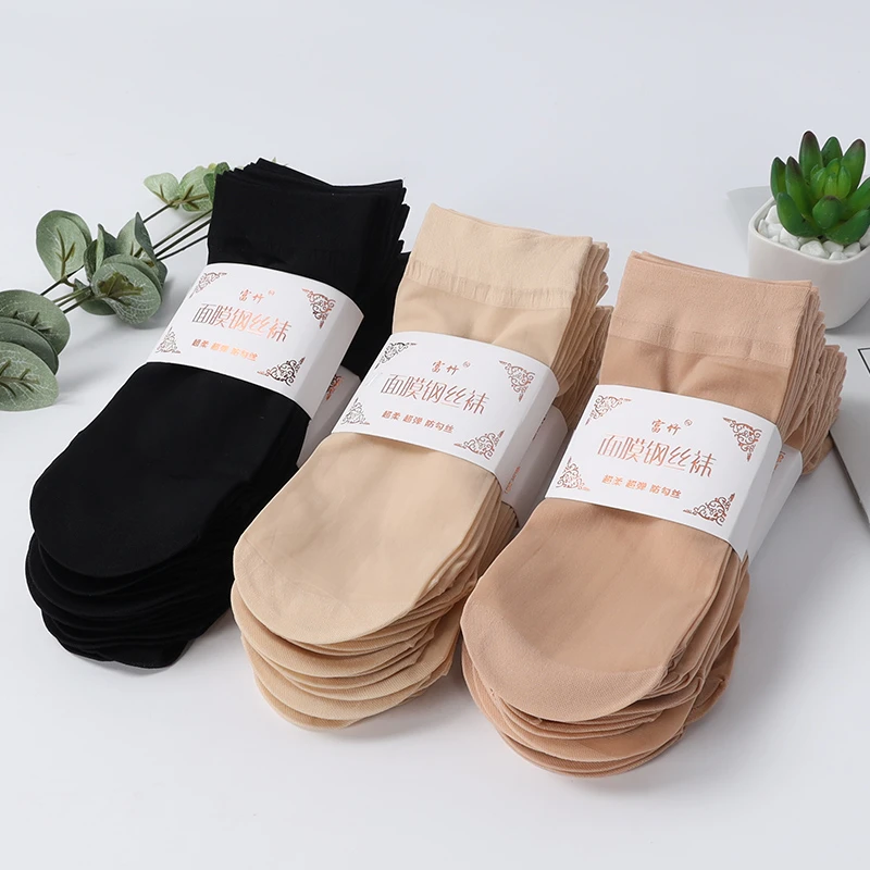短丝袜女士袜子女夏季薄款防勾丝纯色短钢丝袜耐磨短袜面膜钢丝袜