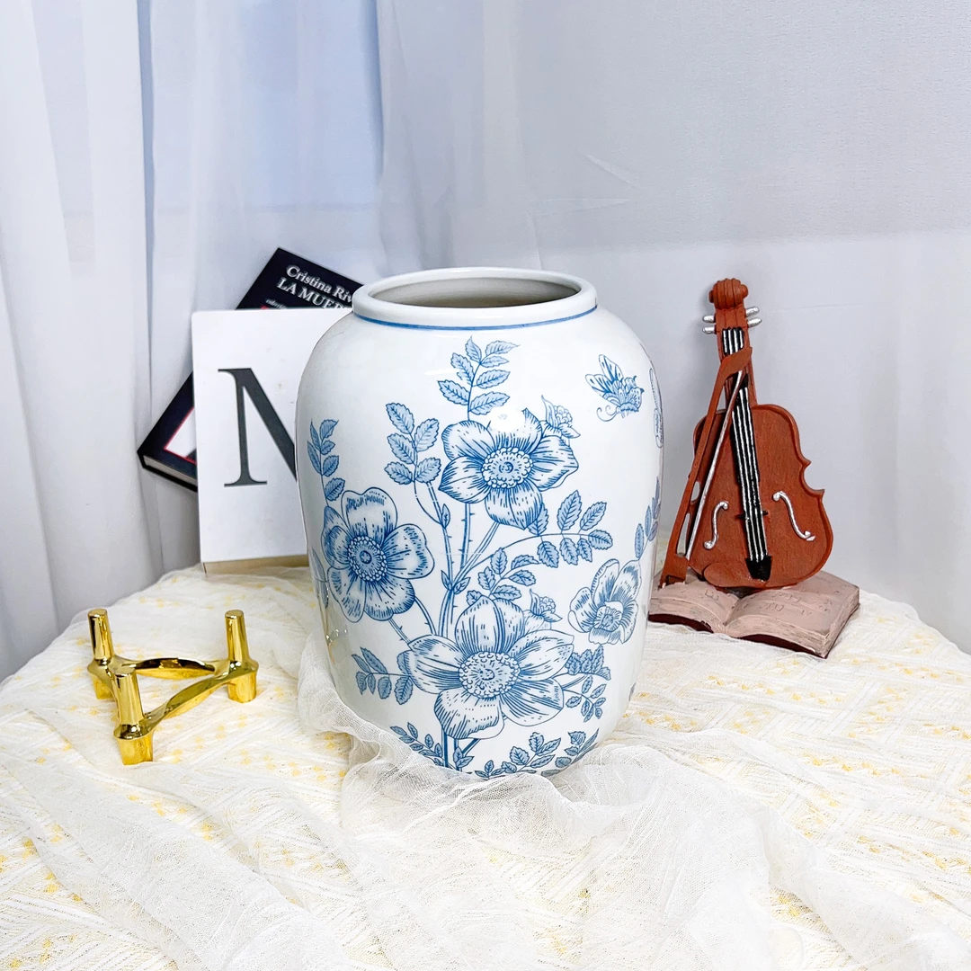 青花手工瓶景德镇新中式陶瓷高端花瓶