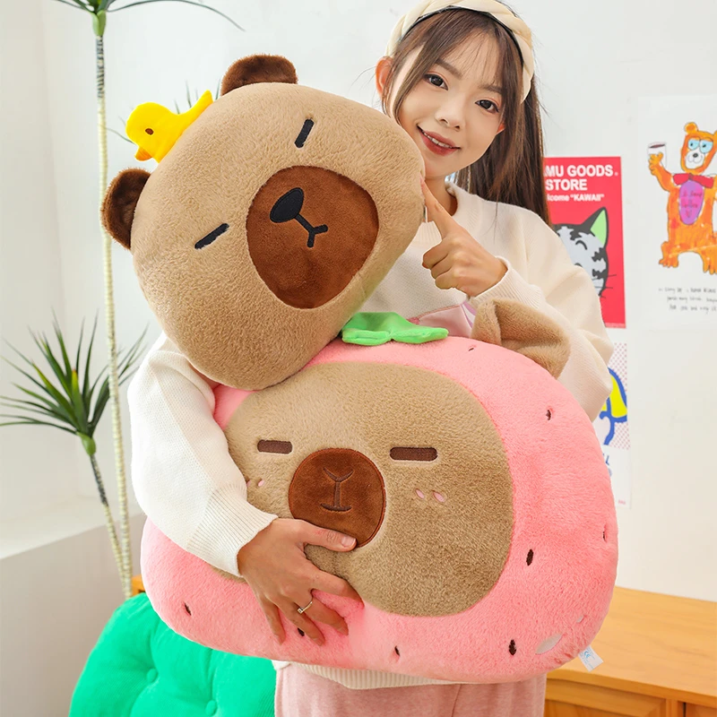 大号卡皮巴拉水豚毛绒玩具大靠垫男生女生床上抱枕儿童睡觉枕头