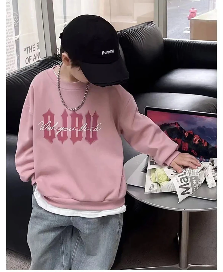 【AQ4013】春秋装2025童装韩版宝宝上衣潮酷字母印花男童中大童卫衣