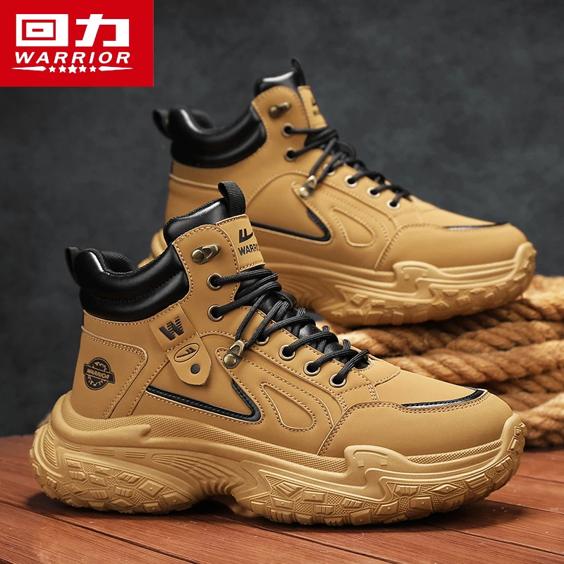 回力男鞋春季新款户外工装马丁靴子男款厚底潮流百搭高帮休闲潮鞋