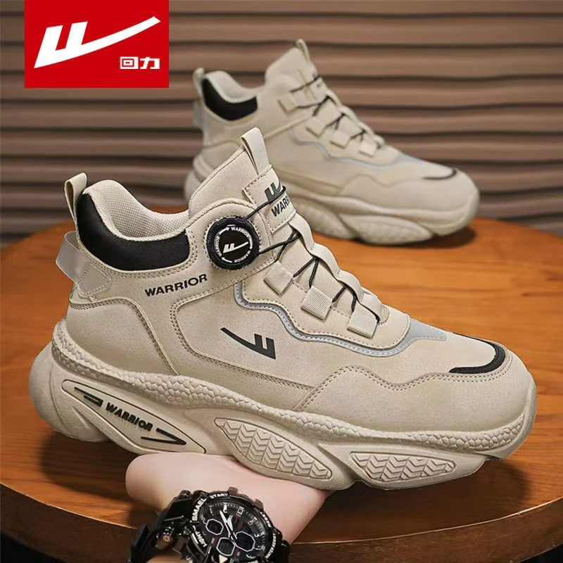 回力运动男鞋春季厚底潮流旋钮高帮休闲鞋子耐磨防滑户外工装潮鞋