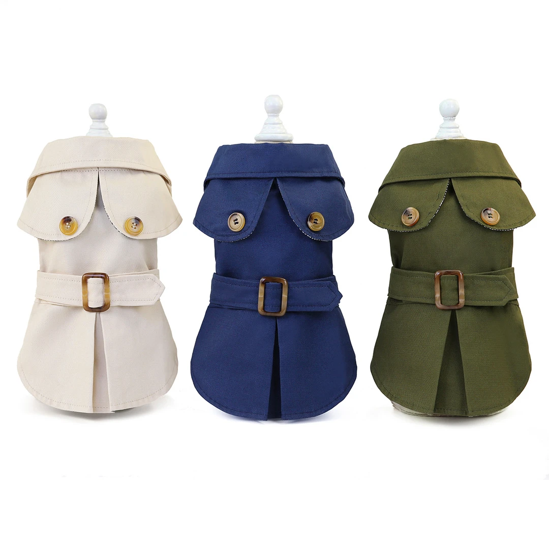 宠物衣服狗狗衣服秋季新款欧美三色风衣小型犬宠物服装冬装