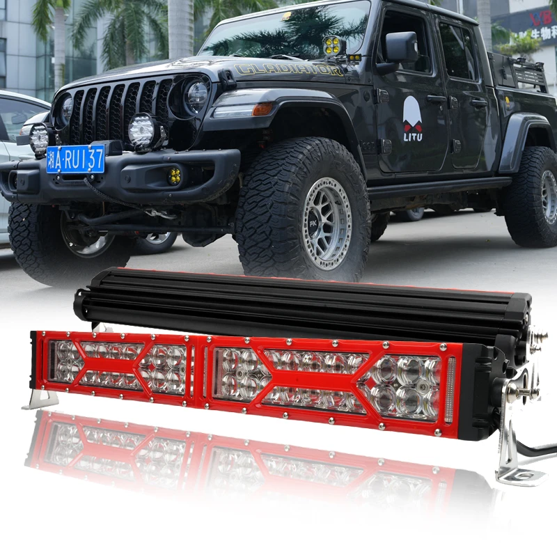 外贸双排透镜聚光长条辅助射灯 折扣清仓红框高端20寸30寸远光灯