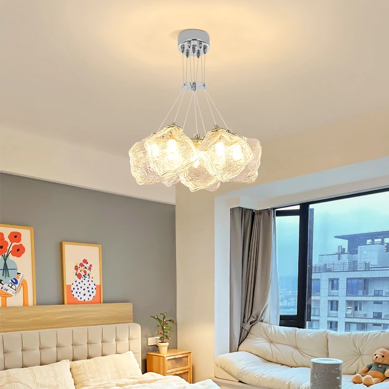 大观园新款卧室灯简约创意网红冰块玻璃客厅吊灯具中山灯饰I271