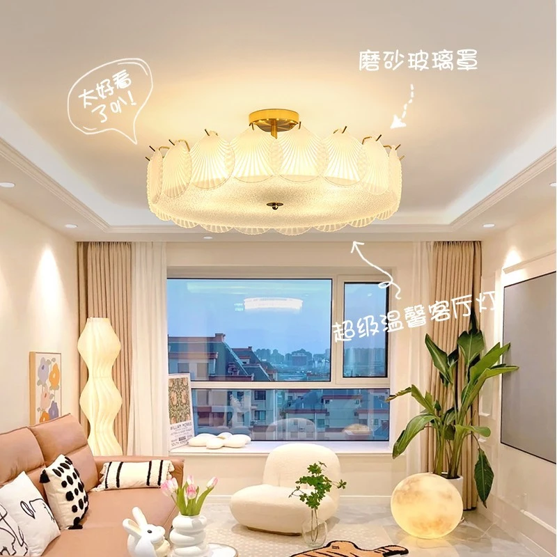 大观园轻奢法式玻璃罩吊灯家用简约大气水晶房间主卧客厅灯413I