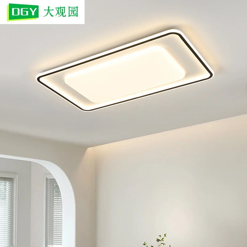 大观园卧室灯现代简约主卧房间灯黑色方形客厅智能护眼吸顶灯I357