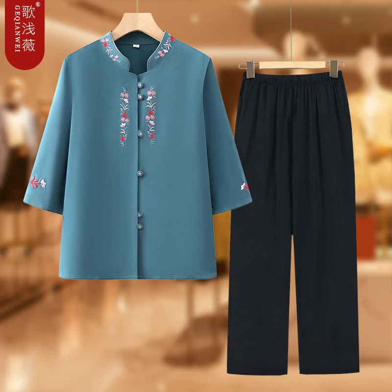 妈妈夏装新款衬衫中老年人女装奶奶装夏季唐装60岁老太太薄款衣服