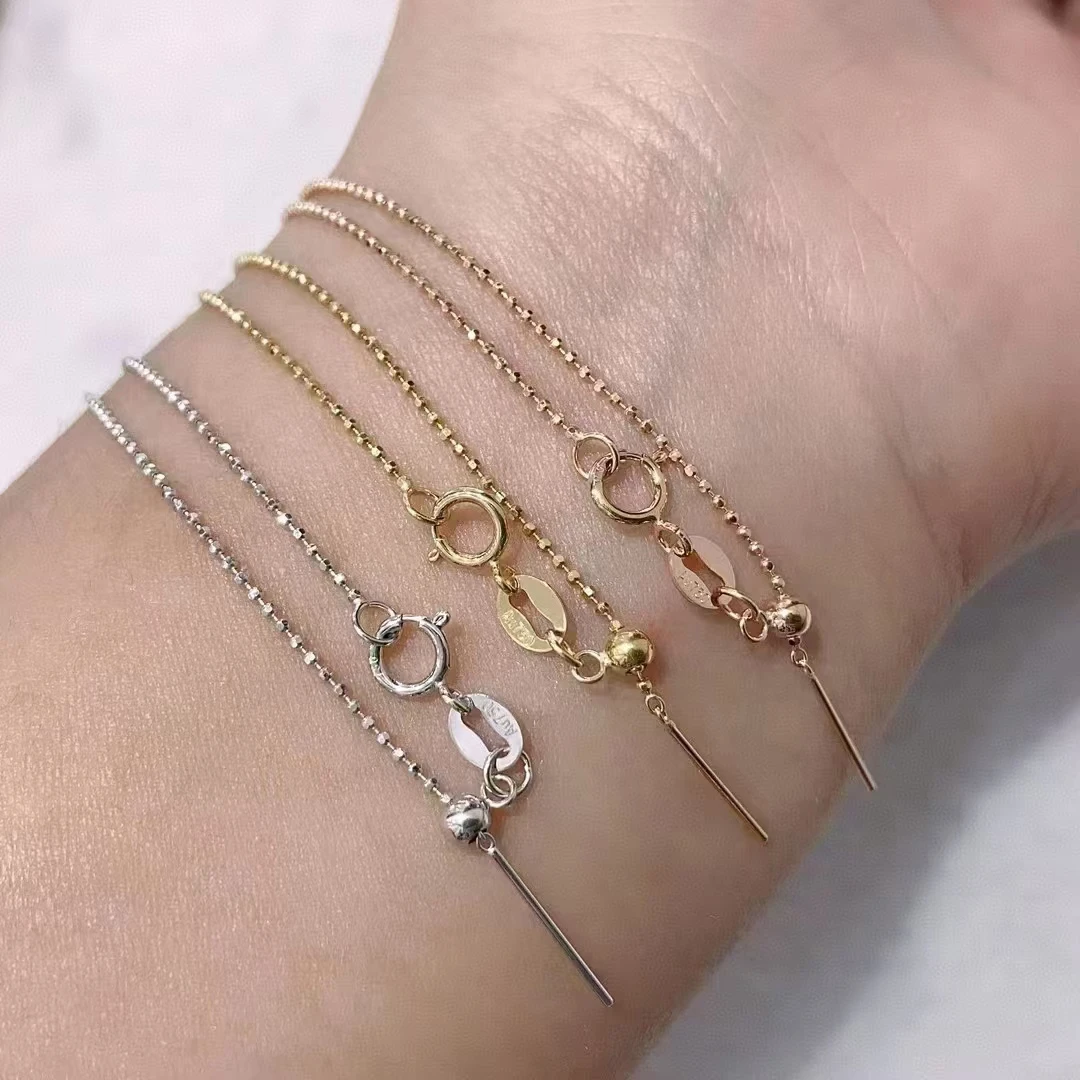 18k金针式豆豆链轻奢时尚45cm 约1.9g 多样性一件发货