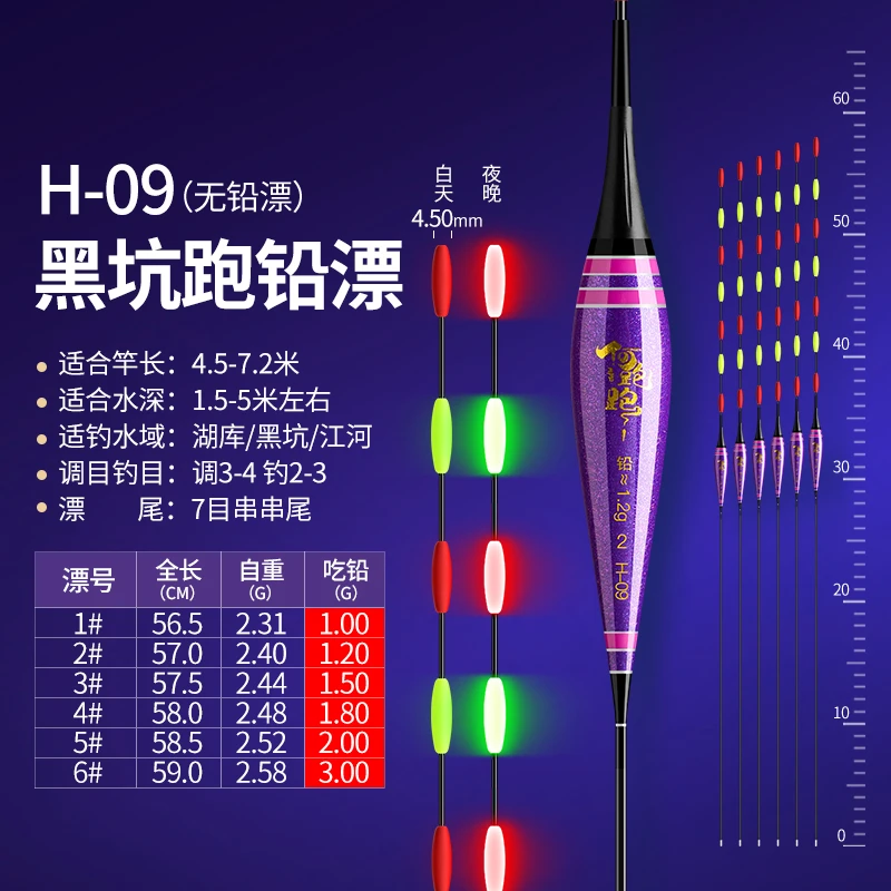 何跑跑7目串串纯钓鱼硬尾日夜两用无铅夜光漂青鱼浮漂