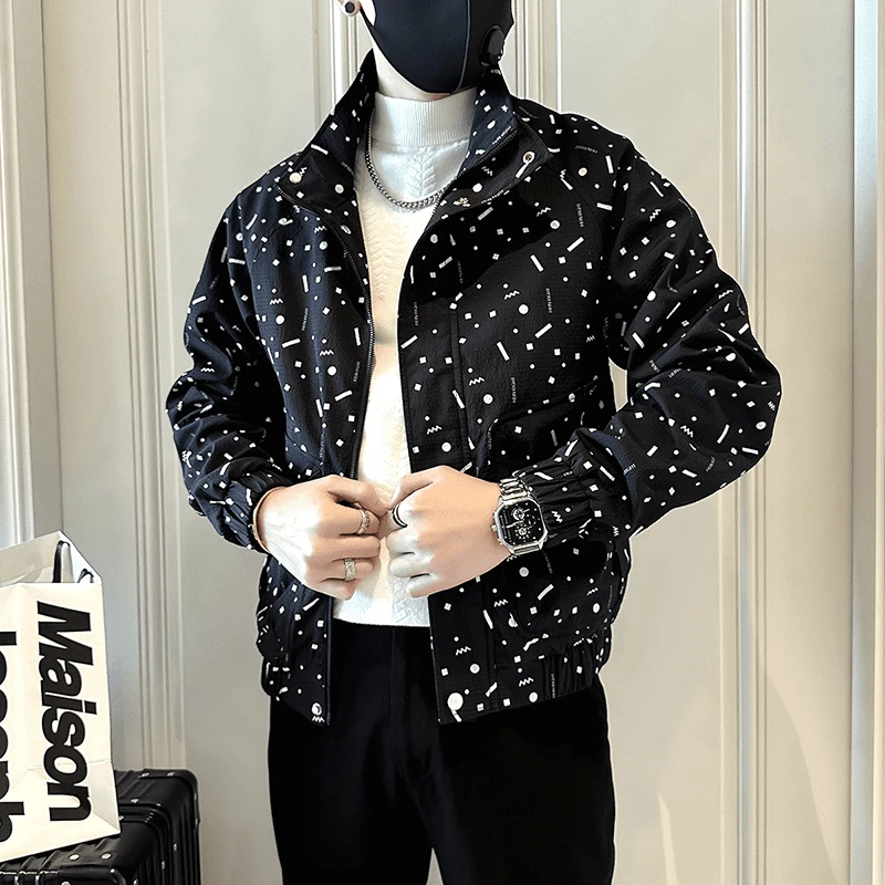 男士外套春秋季潮牌痞帅男装立领夹克2025新款潮流休闲高级感上衣