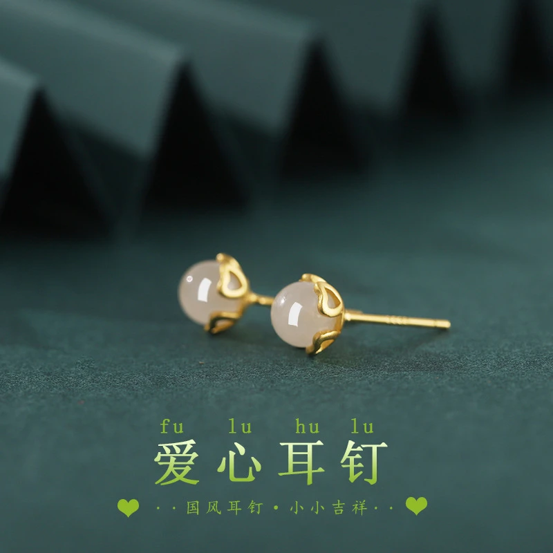 925银耳饰 S925银锆石爱心花边小花耳钉新款复古时尚简约镂空耳钉
