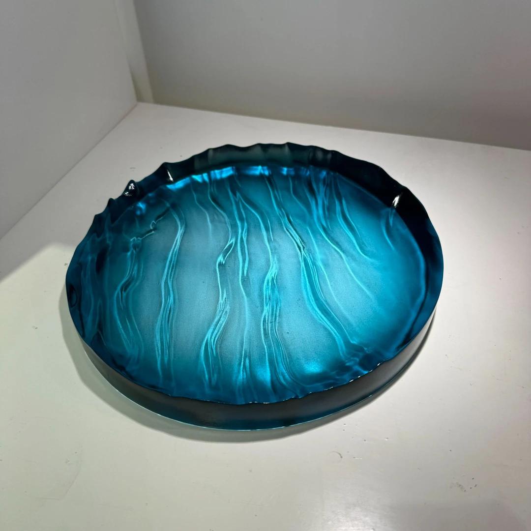 手工古法琉璃茶盘、茶台