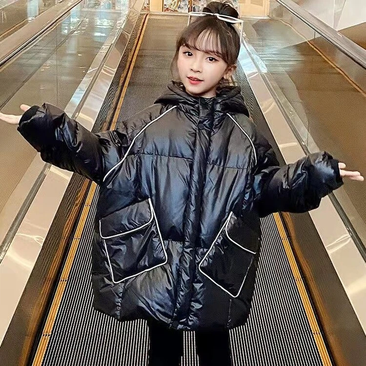女童冬季加厚棉服洋气韩版女孩冬款棉袄中大童儿童宽松棉衣外套