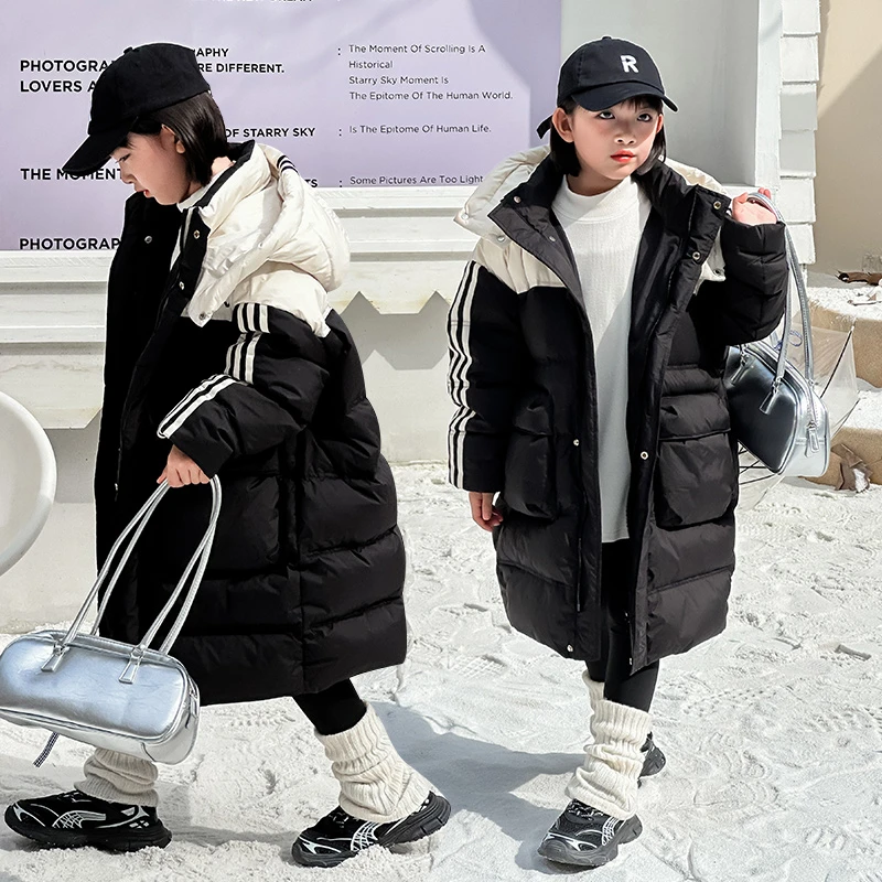 【肉妈】2024冬季儿童长款羽绒服加厚保暖童装连帽外套U226031