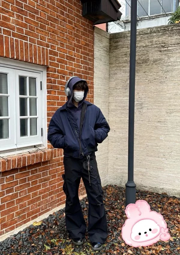 （懒猪）bomber藏青夹克clea fit高级感外套痞帅百搭个性潮牌夹克男