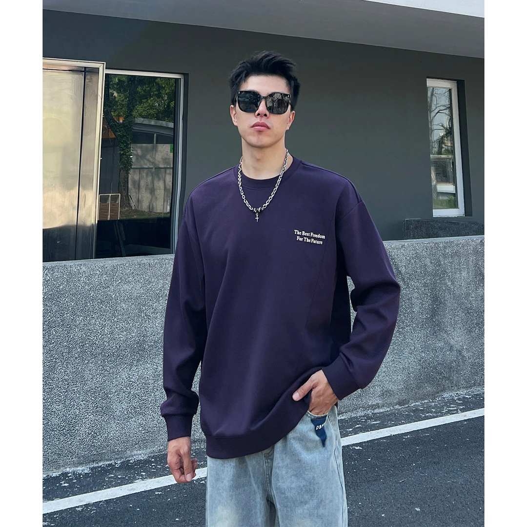 卫衣男秋冬季简约休闲反穿设计感潮流休闲水洗高街圆领潮88028