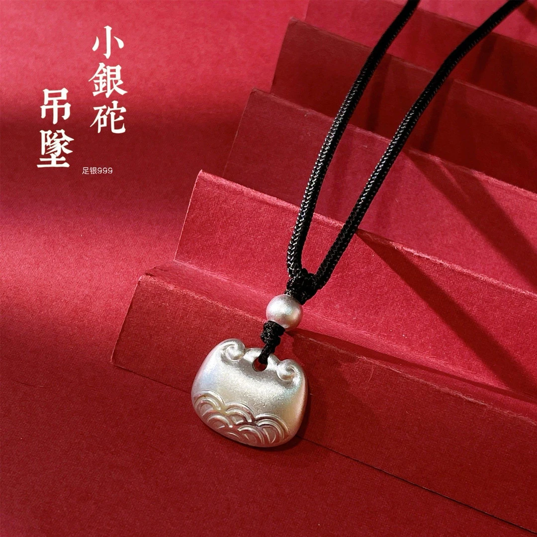 吊坠足银 999实心小胖福吊坠精美百搭款手工编织福气满满送好友