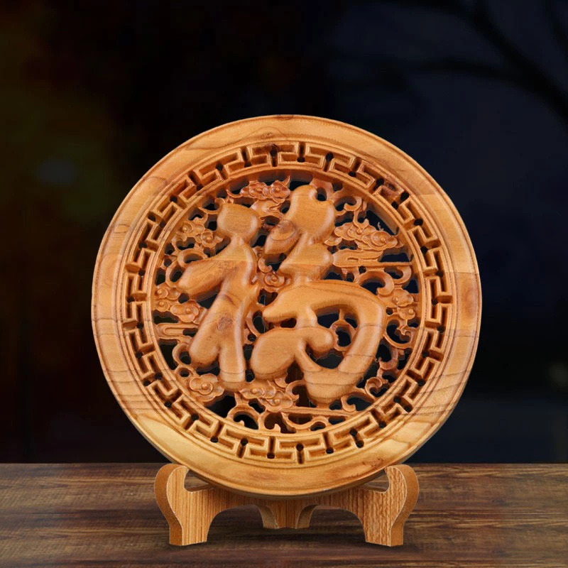 康聚如桃木福禄寿喜财摆件一套家居装饰客厅玄关摆件公司开业乔迁