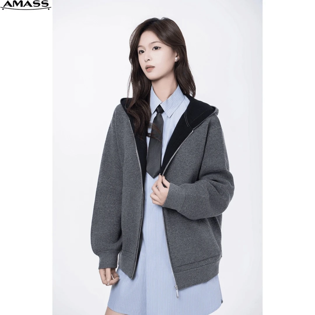 AMASS/阿玛施早秋新款高能感时尚百搭宽松休闲针织外套女 5499284