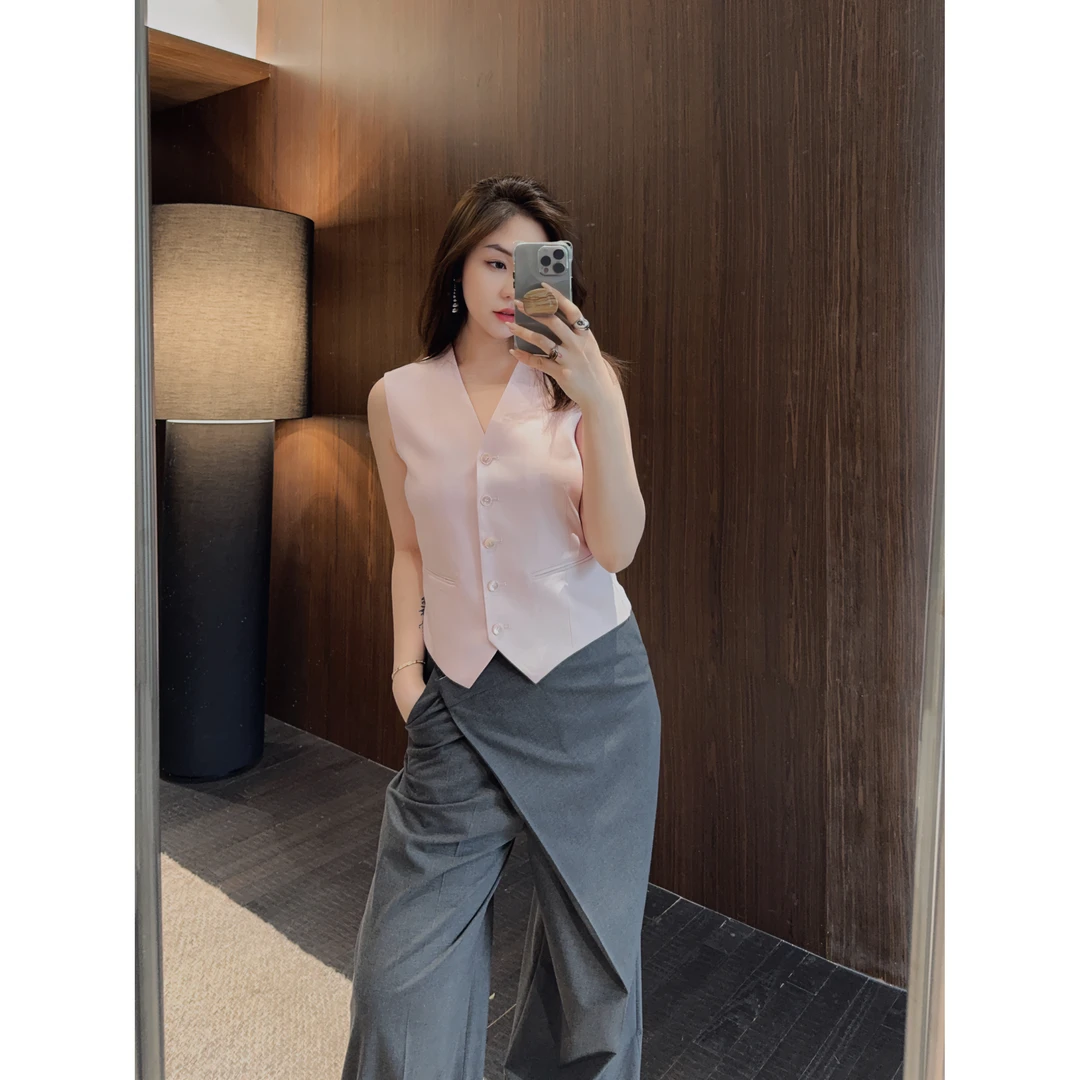 OSENSO“雅痞范”夏季百搭小众设计感通勤斜门襟西装裤KZ240209