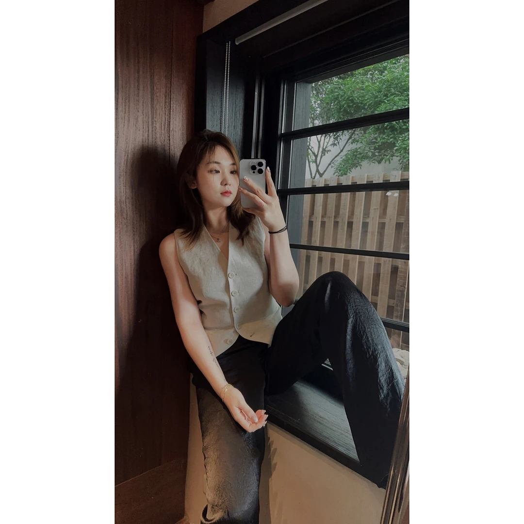 OSENSO“天然氧吧”夏季百搭小众设计感通勤醋酸褶皱空气裤KZ230544