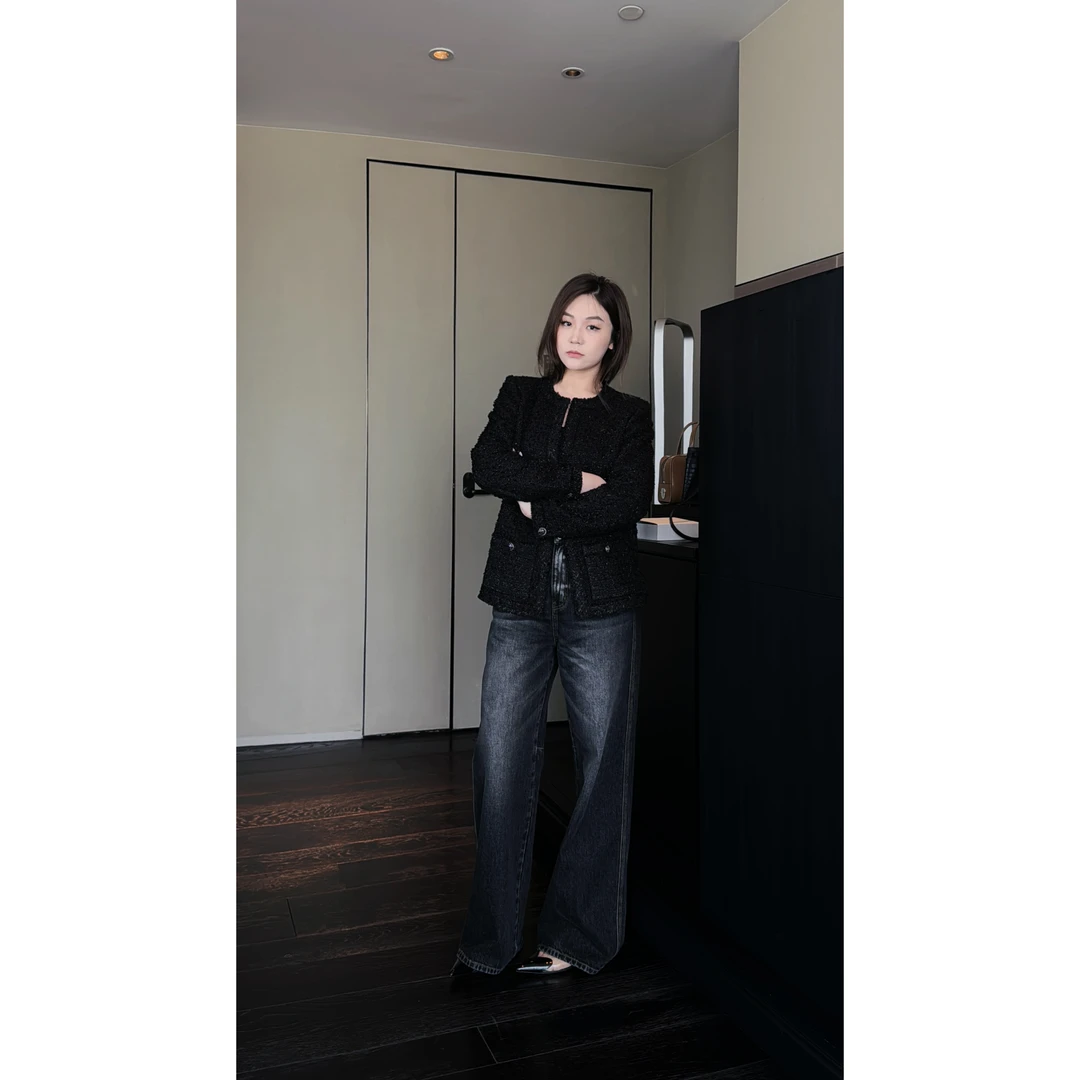 OSENSO”在线牛仔“早秋新款小众百搭时尚潮流破缝牛仔裤KZ240533